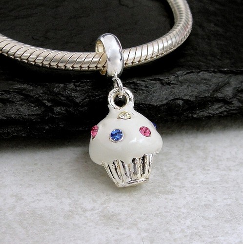 Vanilla cupcake dangle bead - dangle,